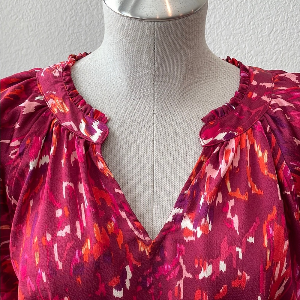 Women's Red Patterned Top - Picture 3 of 8